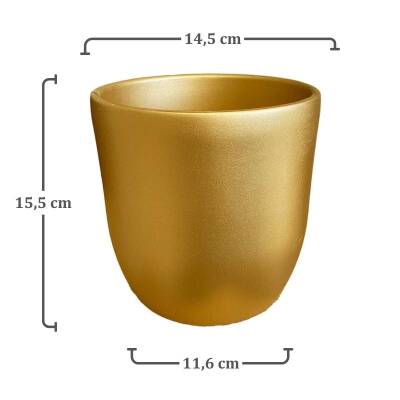 Theebby 15 Cm Seramik Saksı Gold - 3