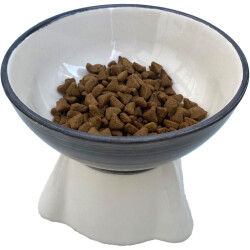 Theebby Ayaklı Seramik Evcil Hayvan Mama / Su Kabı Beyaz-Lacivert - 4