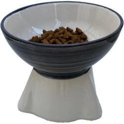 Theebby Ayaklı Seramik Evcil Hayvan Mama / Su Kabı Beyaz-Lacivert - Theebby