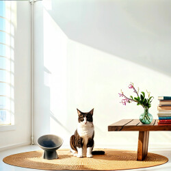 Theebby Ayaklı Seramik Evcil Hayvan Mama / Su Kabı Beyaz-Lacivert - Theebby (1)