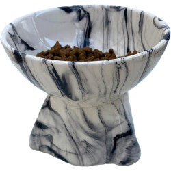 Theebby Ayaklı Seramik Evcil Hayvan Mama / Su Kabı Beyaz-Siyah - Theebby