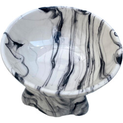 Theebby Ayaklı Seramik Evcil Hayvan Mama / Su Kabı Beyaz-Siyah - 5