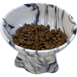 Theebby Ayaklı Seramik Evcil Hayvan Mama / Su Kabı Beyaz-Siyah - 3