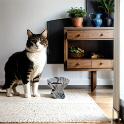 Theebby Ayaklı Seramik Evcil Hayvan Mama / Su Kabı Beyaz-Siyah - Theebby (1)