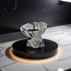 Theebby Ayaklı Seramik Evcil Hayvan Mama / Su Kabı Beyaz-Siyah - 4