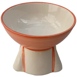 Theebby Ayaklı Seramik Evcil Hayvan Mama / Su Kabı Beyaz-Turuncu - 4