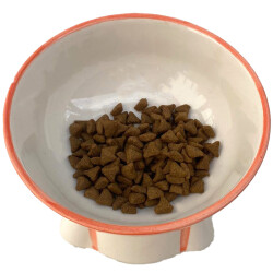 Theebby Ayaklı Seramik Evcil Hayvan Mama / Su Kabı Beyaz-Turuncu - 3