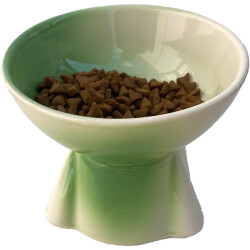 Theebby Ayaklı Seramik Evcil Hayvan Mama / Su Kabı Beyaz-Yeşil - Theebby