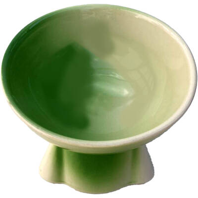 Theebby Ayaklı Seramik Evcil Hayvan Mama / Su Kabı Beyaz-Yeşil - 4