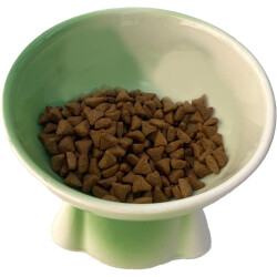 Theebby Ayaklı Seramik Evcil Hayvan Mama / Su Kabı Beyaz-Yeşil - 3