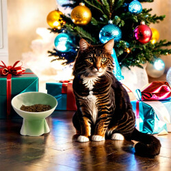 Theebby Ayaklı Seramik Evcil Hayvan Mama / Su Kabı Beyaz-Yeşil - Theebby (1)