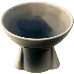 Theebby Ayaklı Seramik Evcil Hayvan Mama / Su Kabı Gri-Beyaz - Theebby