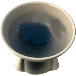 Theebby Ayaklı Seramik Evcil Hayvan Mama / Su Kabı Gri-Beyaz - 3