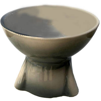 Theebby Ayaklı Seramik Evcil Hayvan Mama / Su Kabı Gri-Beyaz - 5