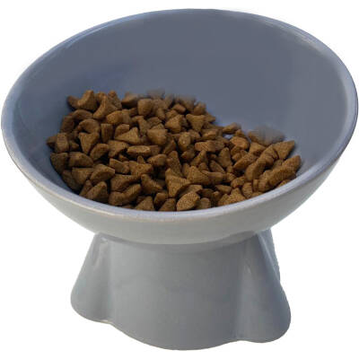 Theebby Ayaklı Seramik Evcil Hayvan Mama / Su Kabı Gri - 3