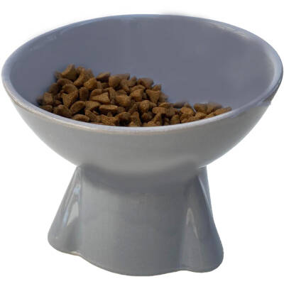Theebby Ayaklı Seramik Evcil Hayvan Mama / Su Kabı Gri - 1