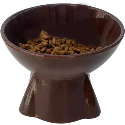 Theebby Ayaklı Seramik Evcil Hayvan Mama / Su Kabı Kahverengi - 1
