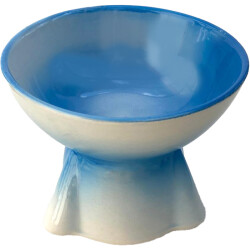 Theebby Ayaklı Seramik Evcil Hayvan Mama / Su Kabı Mavi-Beyaz - 4