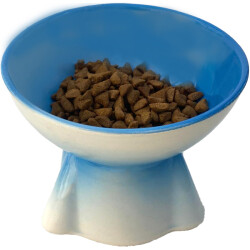 Theebby Ayaklı Seramik Evcil Hayvan Mama / Su Kabı Mavi-Beyaz 