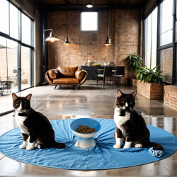 Theebby Ayaklı Seramik Evcil Hayvan Mama / Su Kabı Mavi-Beyaz - Theebby (1)