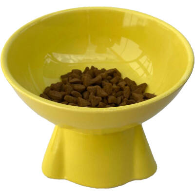 Theebby Ayaklı Seramik Evcil Hayvan Mama / Su Kabı Sarı - 1