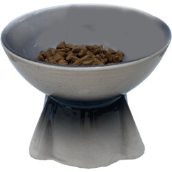 Theebby Ayaklı Seramik Evcil Hayvan Mama / Su Kabı Siyah-Beyaz 