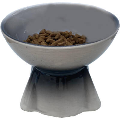 Theebby Ayaklı Seramik Evcil Hayvan Mama / Su Kabı Siyah-Beyaz - 1