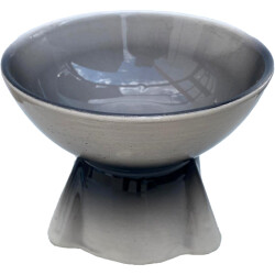 Theebby Ayaklı Seramik Evcil Hayvan Mama / Su Kabı Siyah-Beyaz - 3