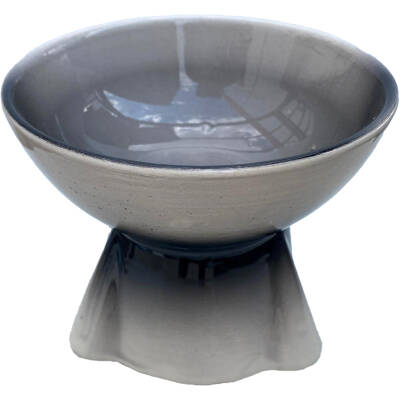 Theebby Ayaklı Seramik Evcil Hayvan Mama / Su Kabı Siyah-Beyaz - 3