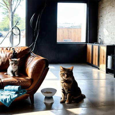 Theebby Ayaklı Seramik Evcil Hayvan Mama / Su Kabı Siyah-Beyaz - 2